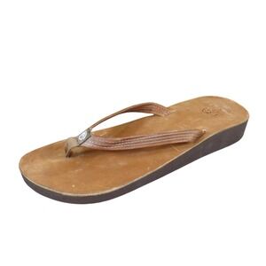 Ocean Minded Womens Platform Flip Flop Sandals Size 10 Beach Brown Leather